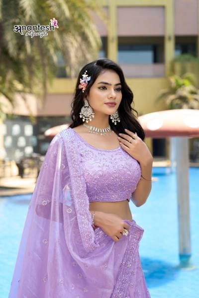 DN 5052 BY ANANTESH LIFESTYLE DESIGNER ORGANZA LEHENGA CHOLI WHOLESALER IN INDIA